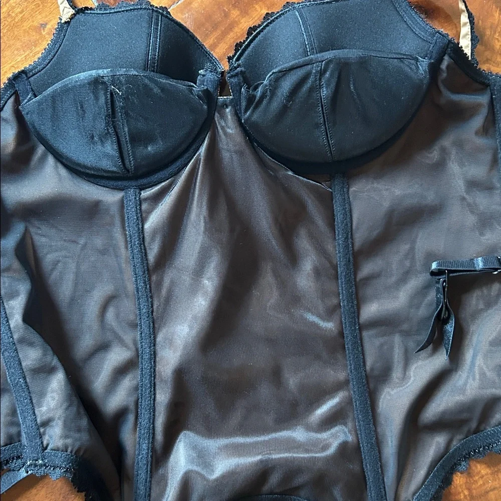 Victoria's Secret Black Lace Over Tan Bustier Corset - Picture 3 of 4